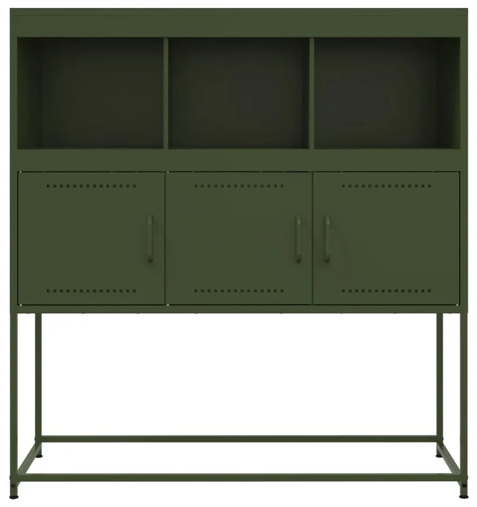 Aparador 100,5x39x107 cm aço verde-azeitona
