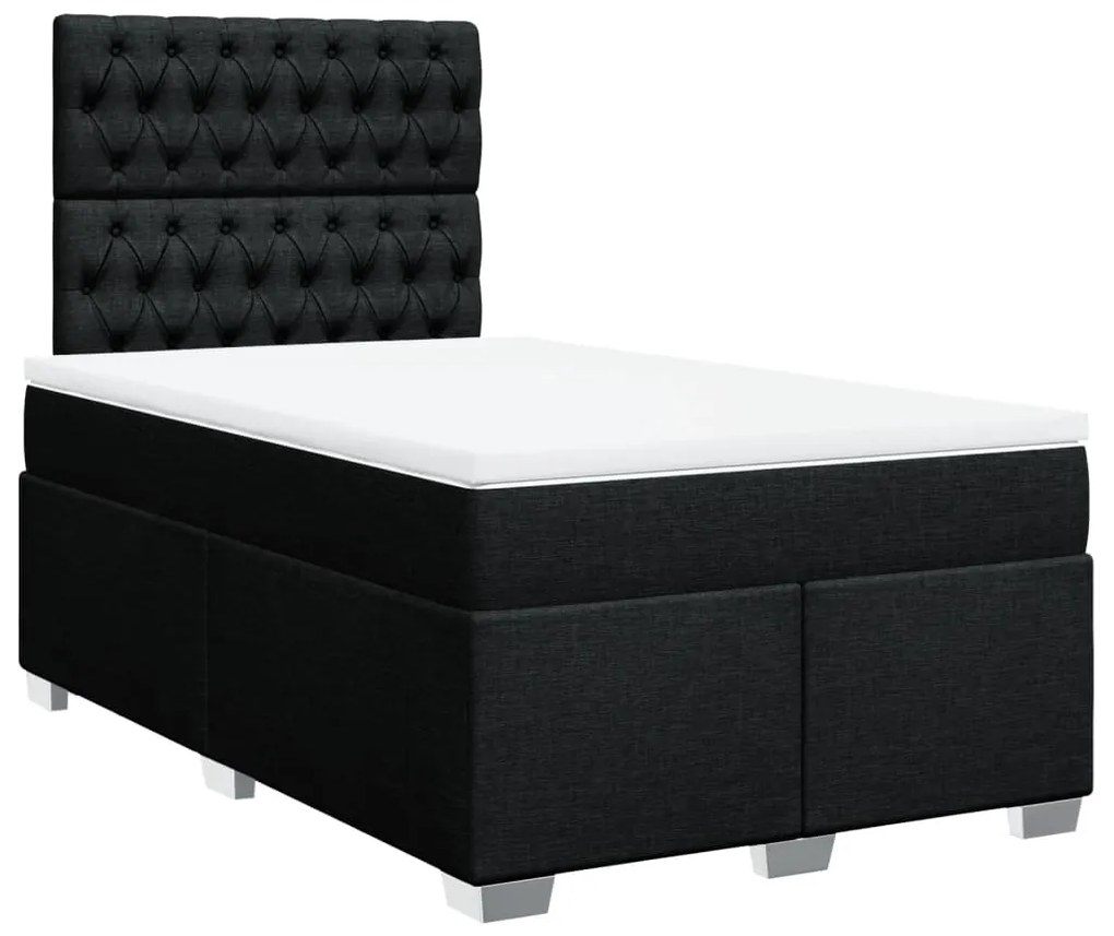 Cama boxspring com colchão 120x190 cm tecido preto