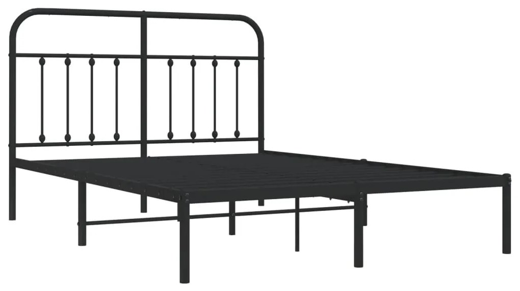 Estrutura de cama com cabeceira 140x190 cm metal preto