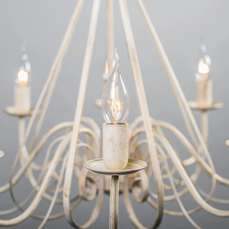 Candeeiro de candelabros cor creme 60 cm com abajures bege - Giuseppe 8 Clássico / Antigo,Country / Rústico