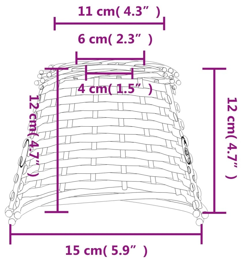 Abajur de teto Ø15x12 cm vime castanho