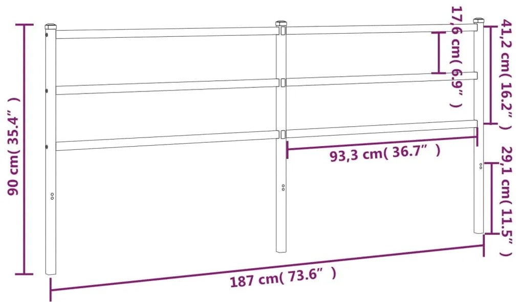 Cabeceira de cama 180 cm metal preto