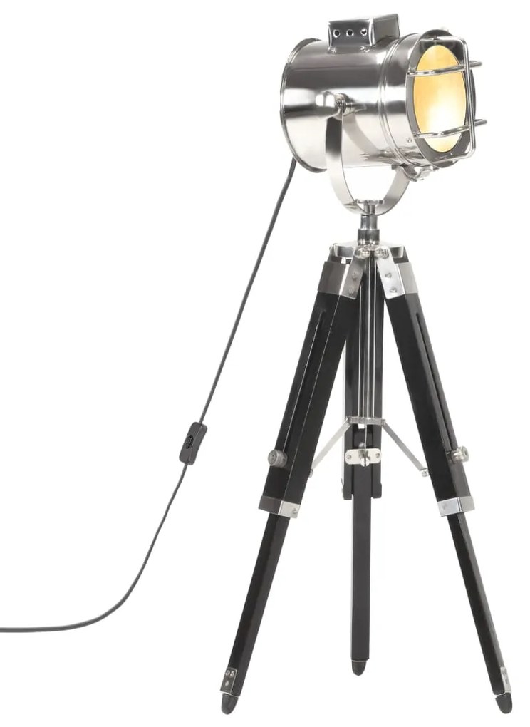vidaXL Candeeiro de chão tripé 69 cm madeira mangueira maciça preto