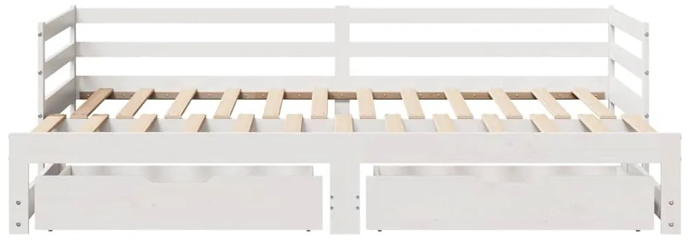 Sofá-cama c/ gavetas 90x200cm madeira de pinho maciça branco