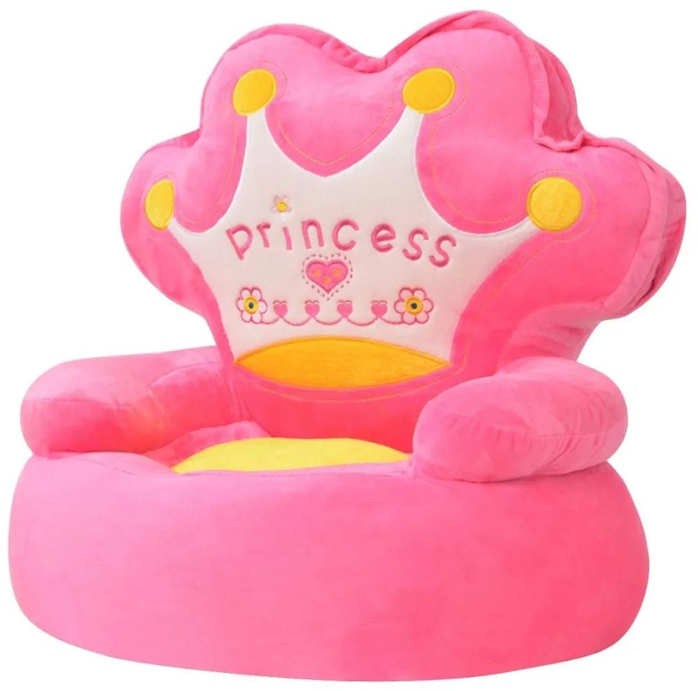 Cadeira em pelúcia infantil, princesa, rosa