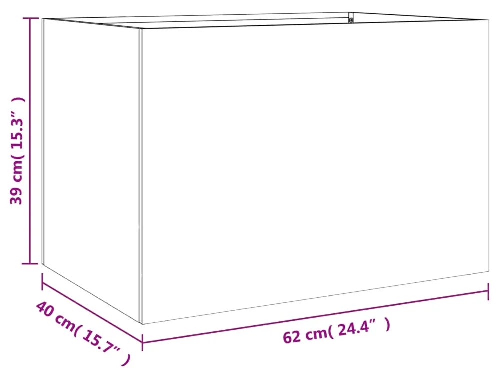 Vaso/floreira 62x40x39 cm aço galvanizado prateado