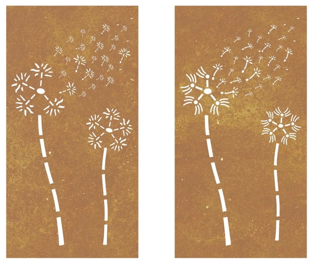 Decorações p/ muro de jardim 2 pcs aço corten design flores
