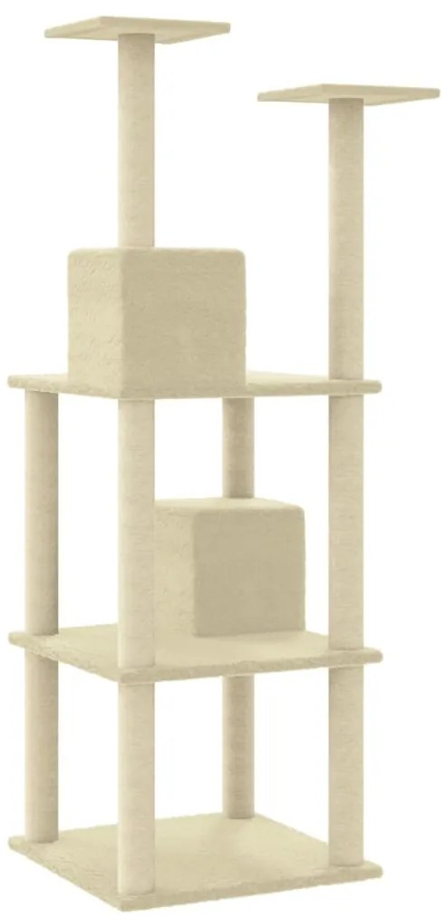 Árvore para gatos c/ postes arranhadores sisal 141 cm cor creme