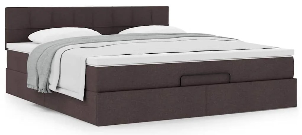 Estrutura de cama otomana com colchão 180x200cm castanho escuro