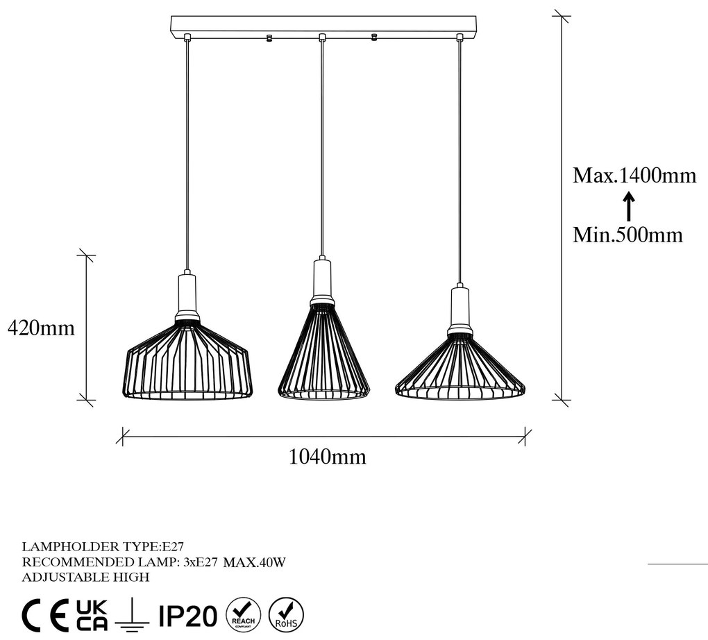 **** Candeeiro Suspenso Dear – Ouro Brilhante – 104 x 34 x 135 cm
**