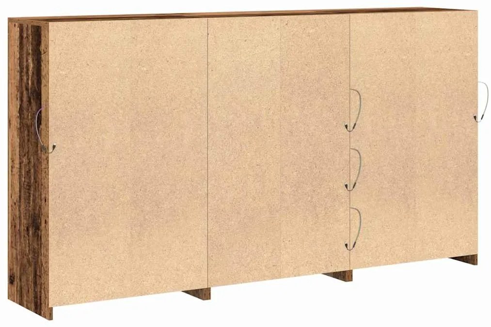 Aparador vidaXL com Luzes LED Madeira Velha 202x37x100 cm Madeira enge