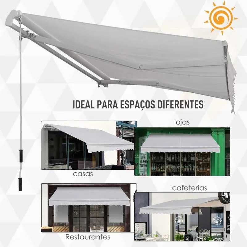 Toldo com Braço Articulado - 395x245cm - Branco