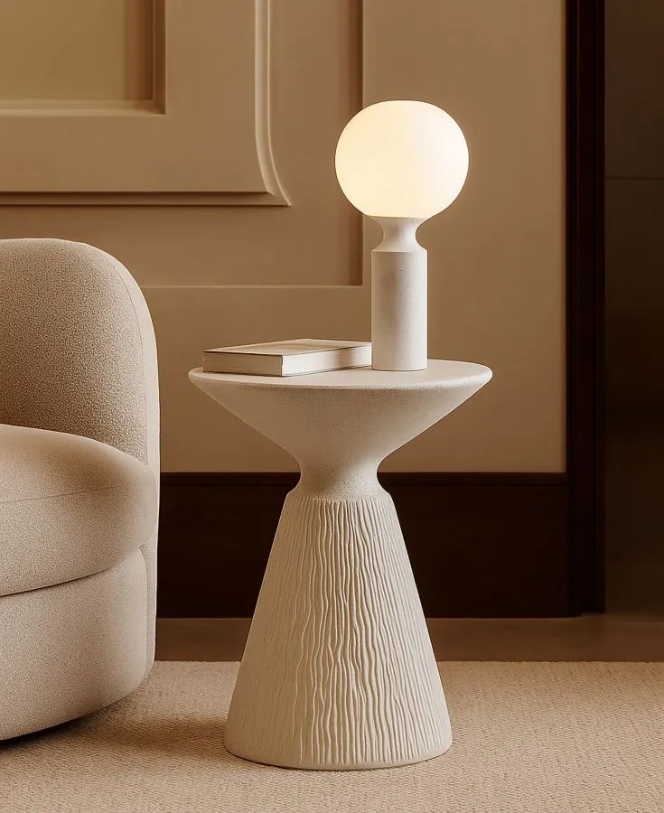 MESA DE APOIO CONE Ø 40X53 CM CREME