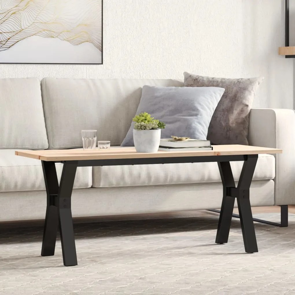 Mesa de centro estrutura em Y 110x40x45cm pinho e aço