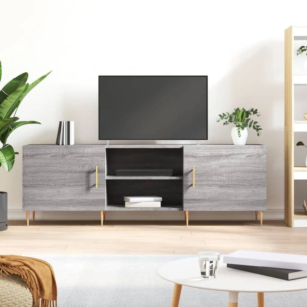 vidaXL Móvel de TV 150x30x50 cm derivados de madeira cinzento sonoma