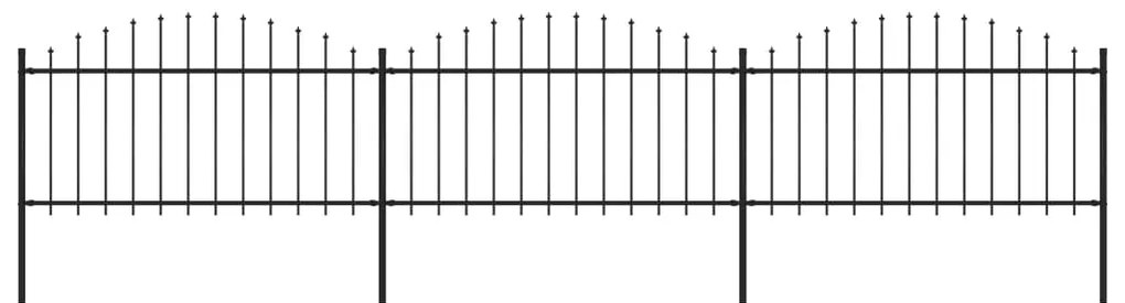 vidaXL Cerca de jardim com topo em lanças (1,25-1,5)x5,1 m aço preto