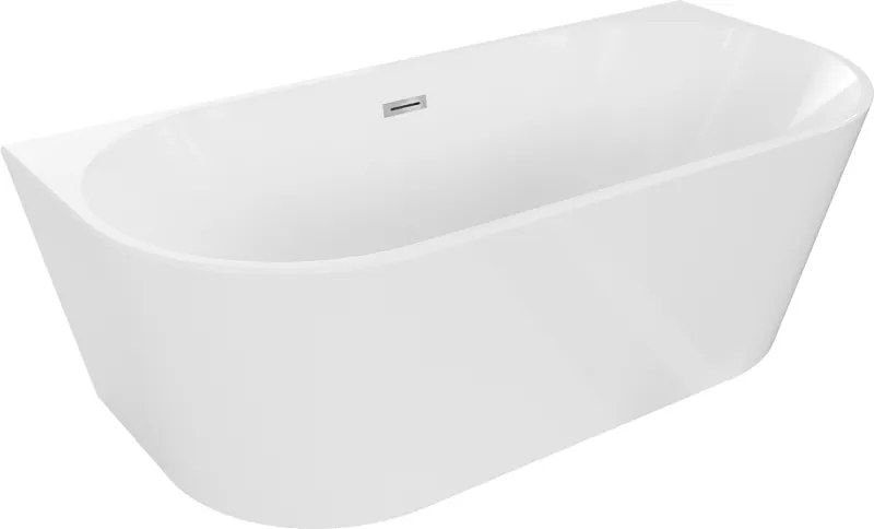 Mexen Oval banheira independente encostada 170 x 80 cm, branca, transbordo cromado - 52671708000-01