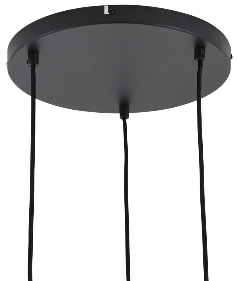 Candeeiro suspenso de design preto com vidro transparente redondo 3 luzes - Mallon Design