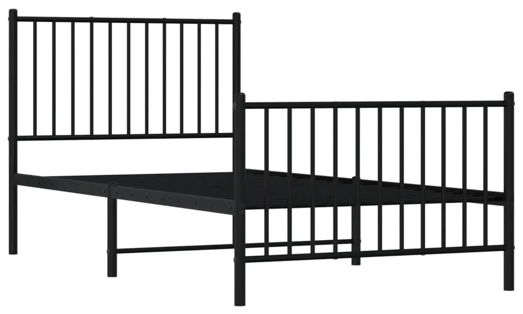 Estrutura de cama com cabeceira e pés 90x190 cm metal preto