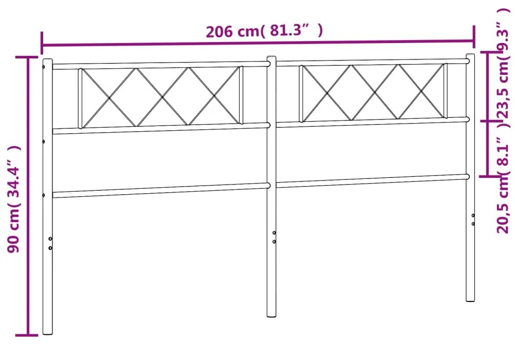 Cabeceira de cama 200 cm metal branco