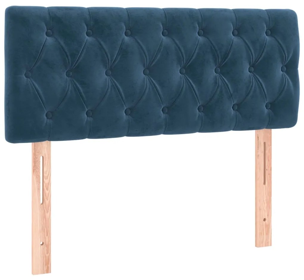 Cama boxspring com colchão 120x200 cm veludo azul-escuro