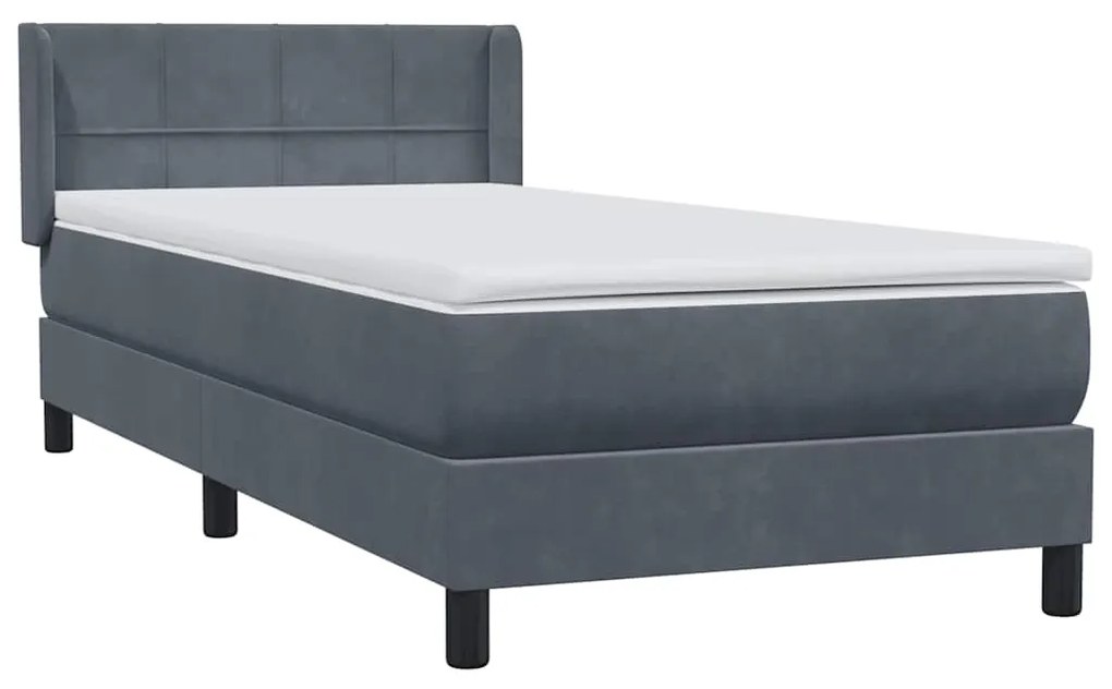 Cama com molas/colchão cinza-escuro 90x210 cm veludo