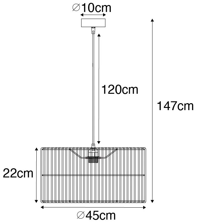 Candeeiro de suspensão oriental em vime 45 cm - Maud Oriental