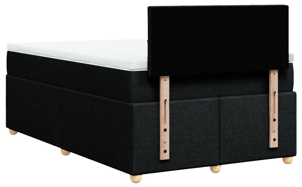 Cama boxspring com colchão 120x190 cm tecido preto