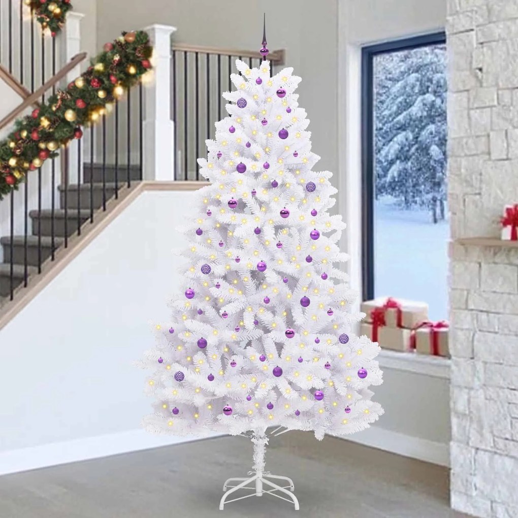 vidaXL Árvore de Natal Articulada Artificial Branco 270 cm PVC e Aço