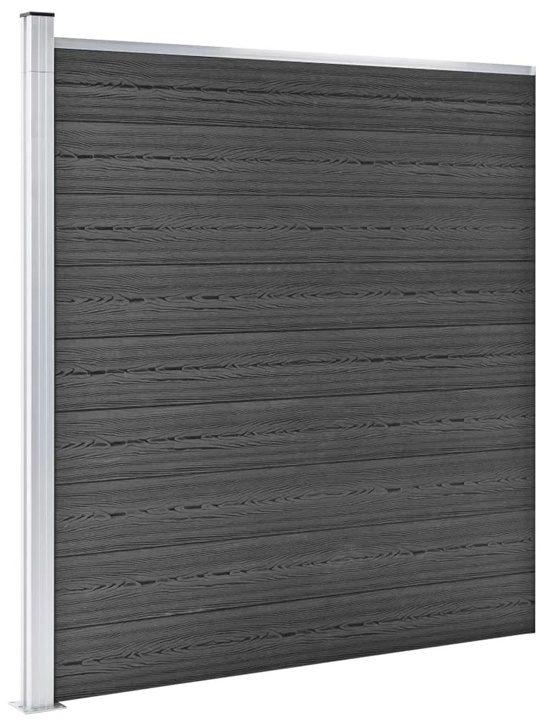 Conjunto de painel de vedação WPC 526x186 cm preto