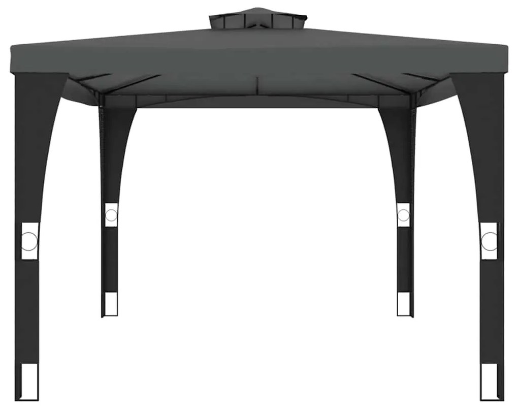 Gazebo com telhado duplo 3,98x2,98 m aço antracite
