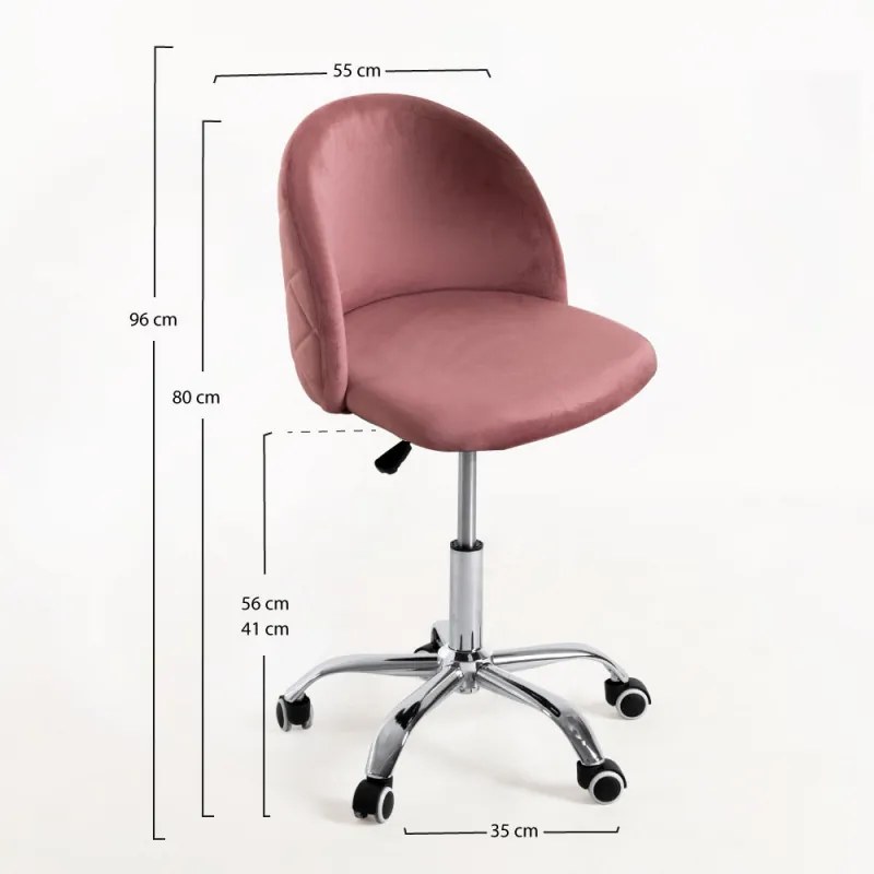 Cadeira Vint Veludo Office - Rosa
