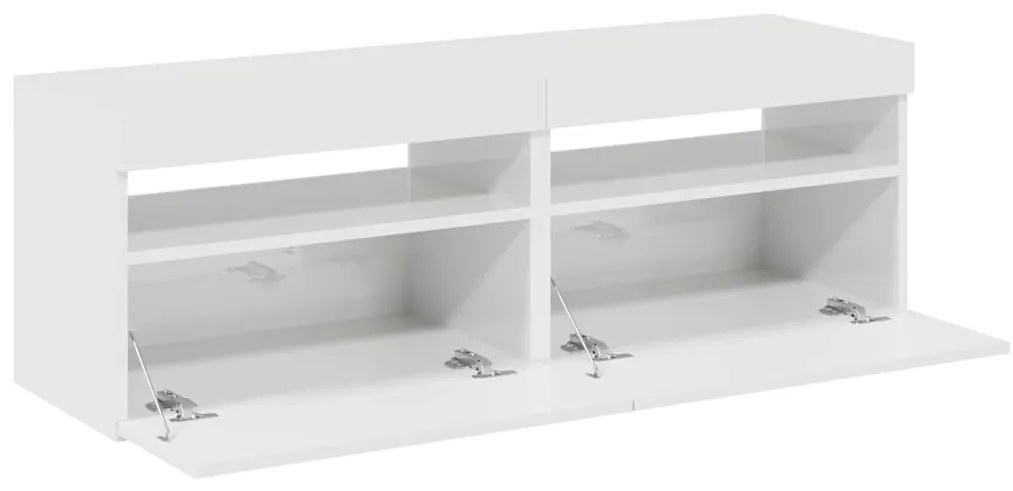 Móveis de TV com luzes LED 2 pcs 60x35x40 cm branco brilhante