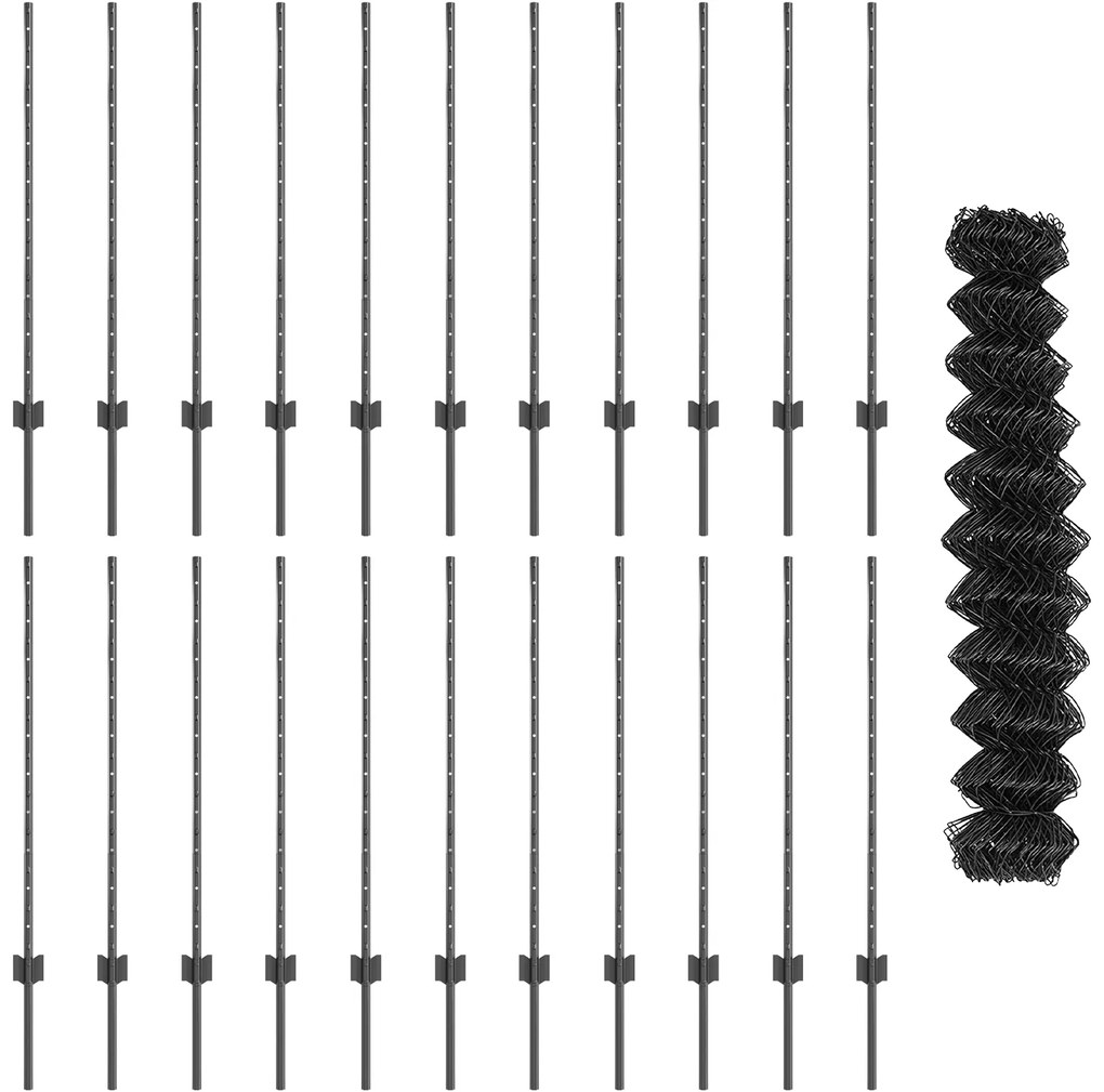 Conjunto de Cerca de Jardim Conjunto de 2 Cinza Aço Galvanizado