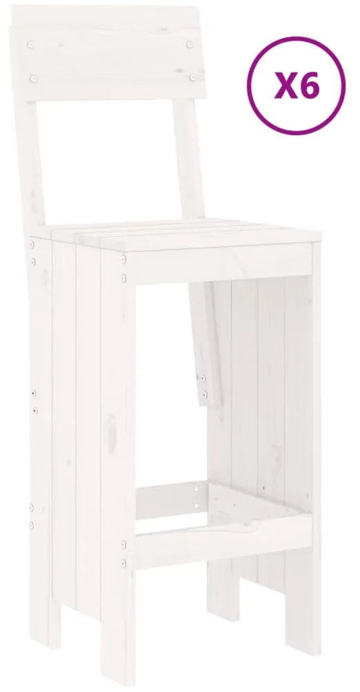 7 pcs conjunto de bar para jardim pinho maciço branco