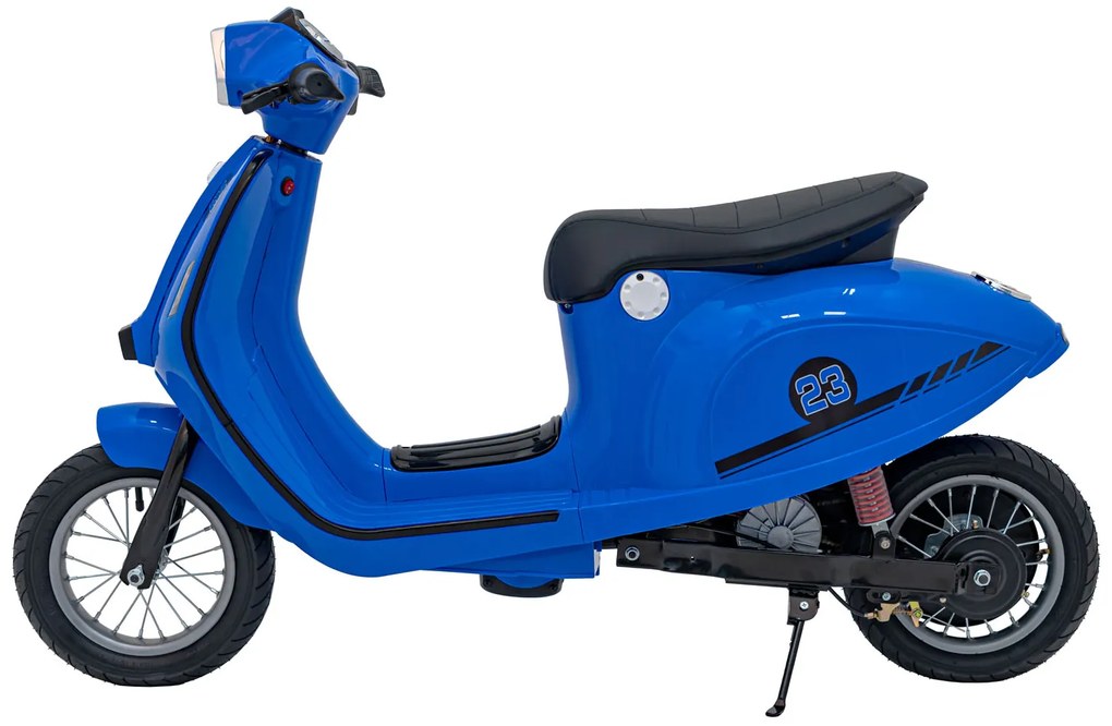 Vespa elétrica para Crianças 24V Retro Scooter 23, Rodas AR assento couro ecológico Azul