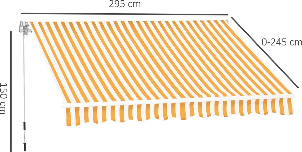 Toldo de parede exterior com manivela manual Proteção solar UV Resistente a água 300x250cm Creme