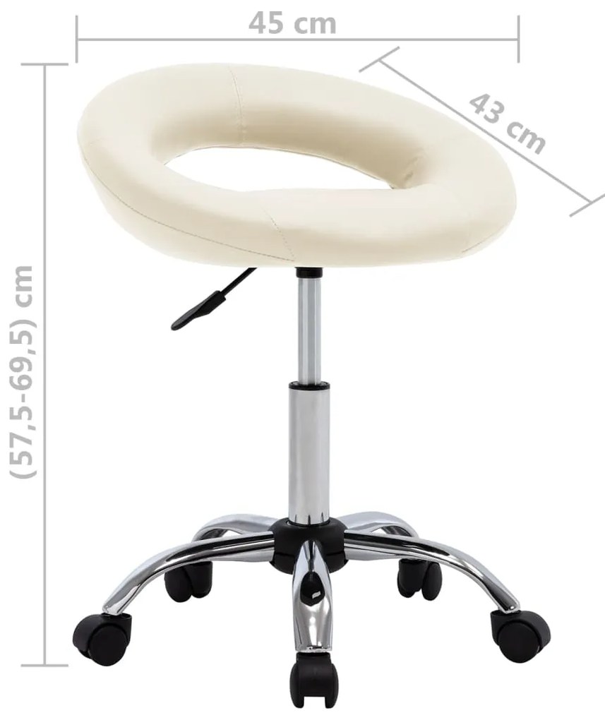 Cadeira de jantar giratória couro artificial cor creme