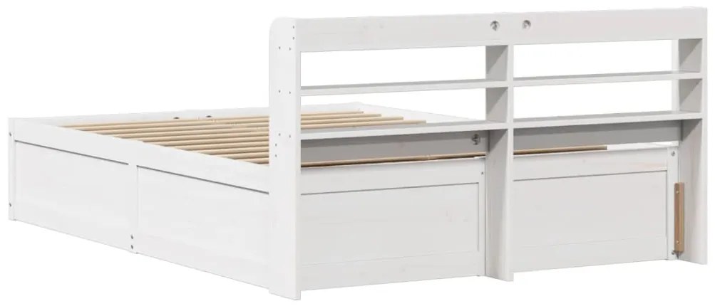 Estrutura de cama c/ cabeceira 150x200 cm pinho maciço branco