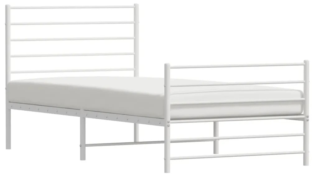 Estrutura de cama com cabeceira e pés 80x200 cm metal branco