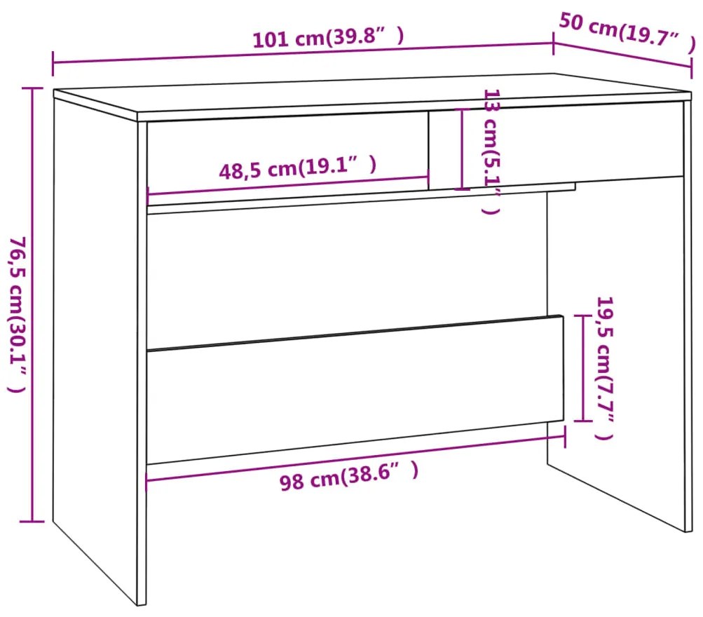 Secretária 101x50x76,5 cm derivados de madeira cinza cimento