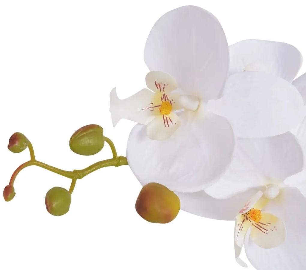 Planta orquídea artificial com vaso 65 cm branco