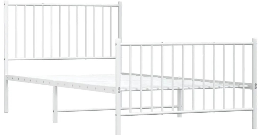 Estrutura de cama com cabeceira e pés 100x200 cm metal branco