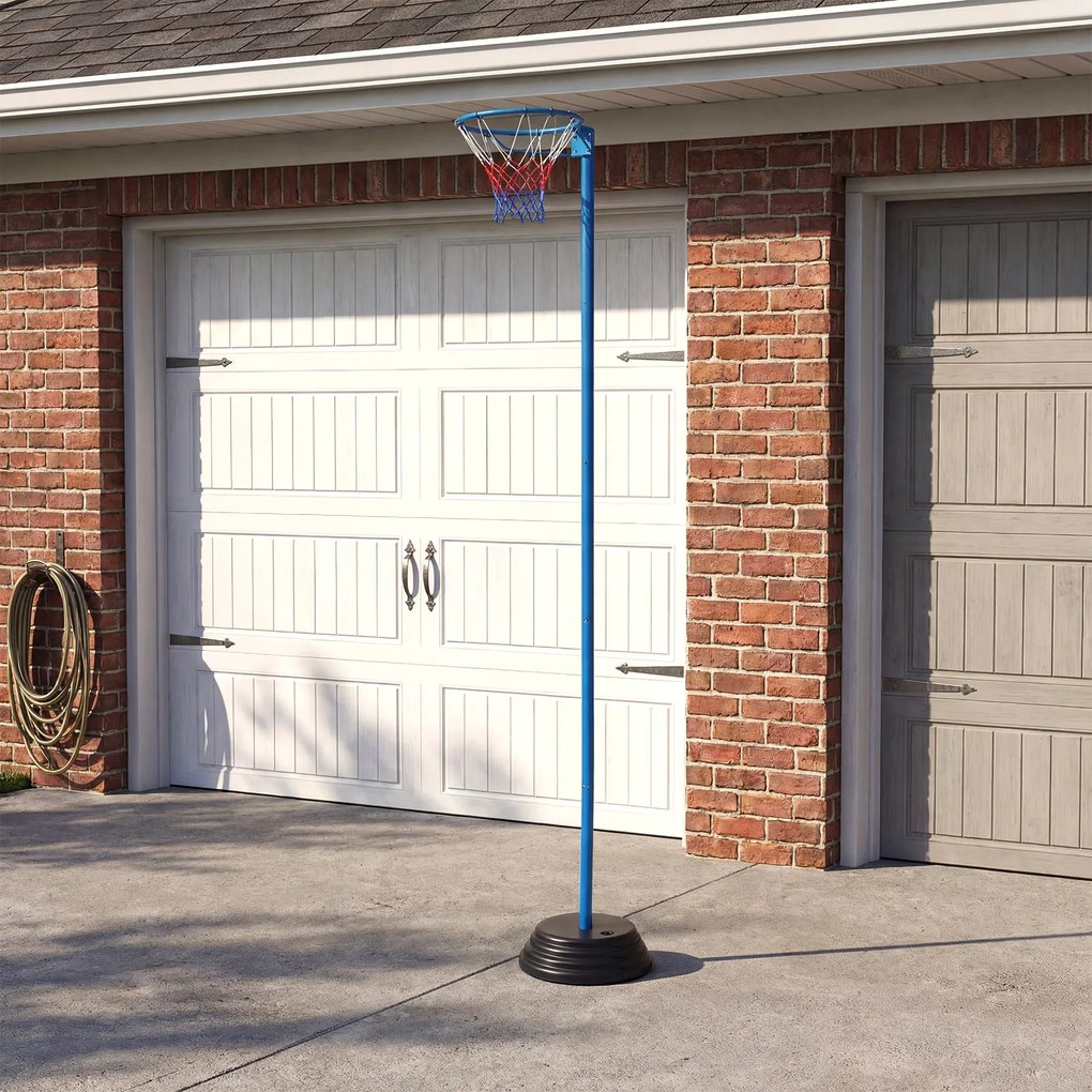 Suporte de aro de basquetebol azul, com altura ajustável, base estável, sem tabela, para interior e exterior, 105-255 cm, azul,