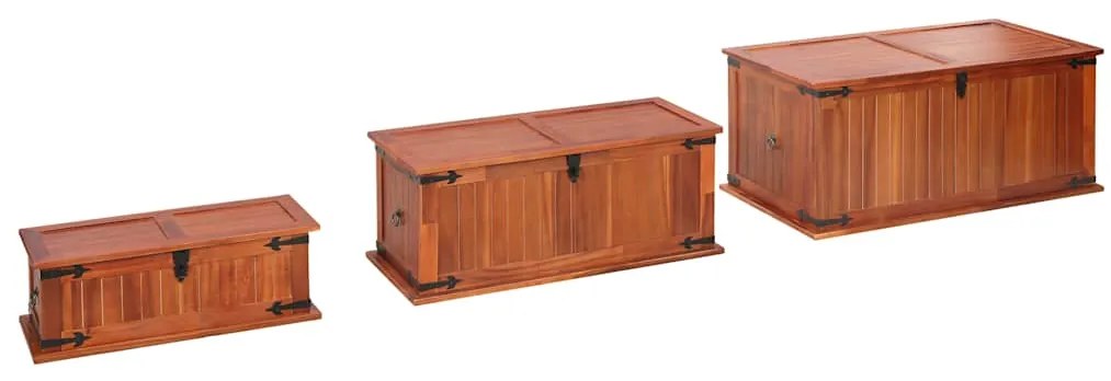 Arcas de arrumação 3 pcs madeira de acácia maciça