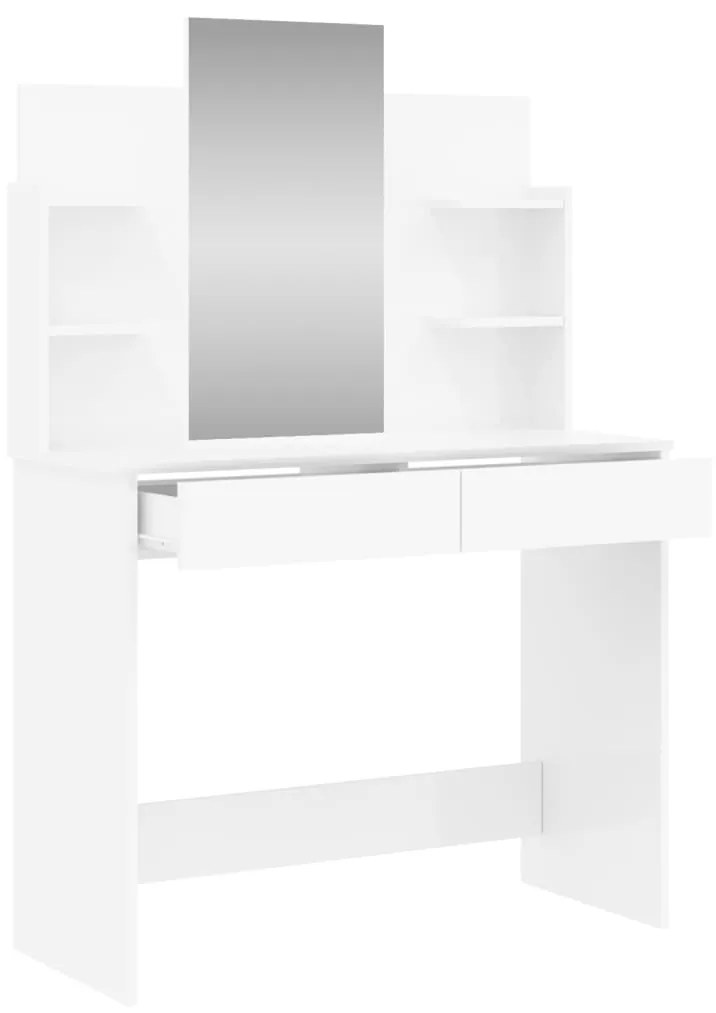 Toucador Merryl - Com Espelho - 96x39x142 cm - Branco Brilhante