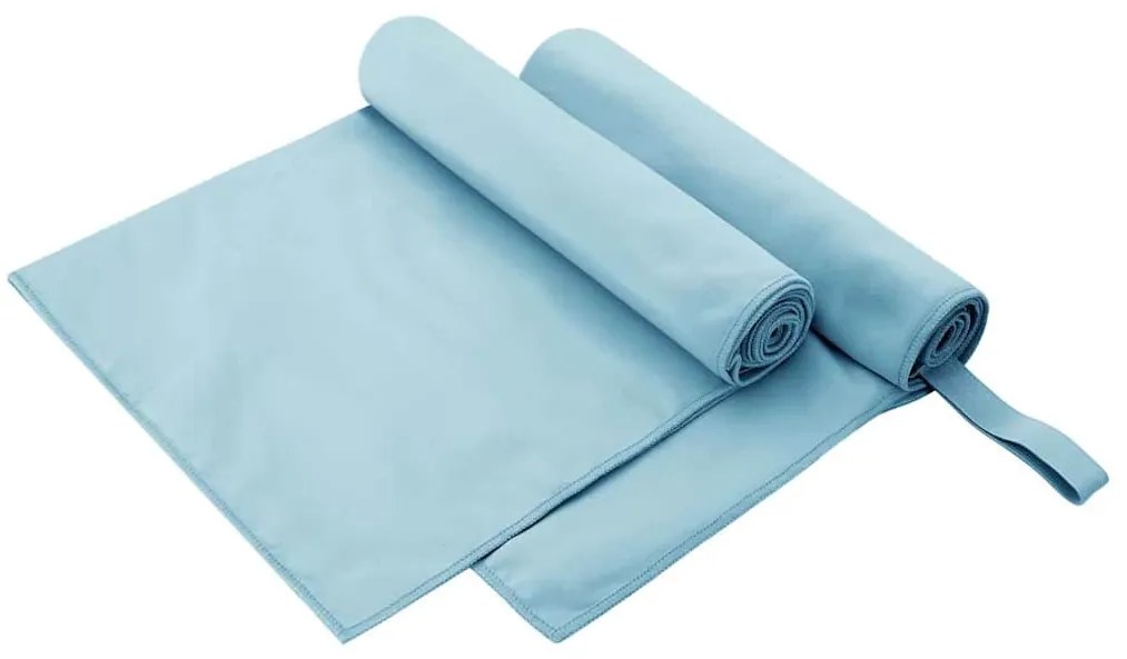 vidaXL Toalhas Esportivas 2 pcs Azul 100 x 50 cm Poliéster e poliamida