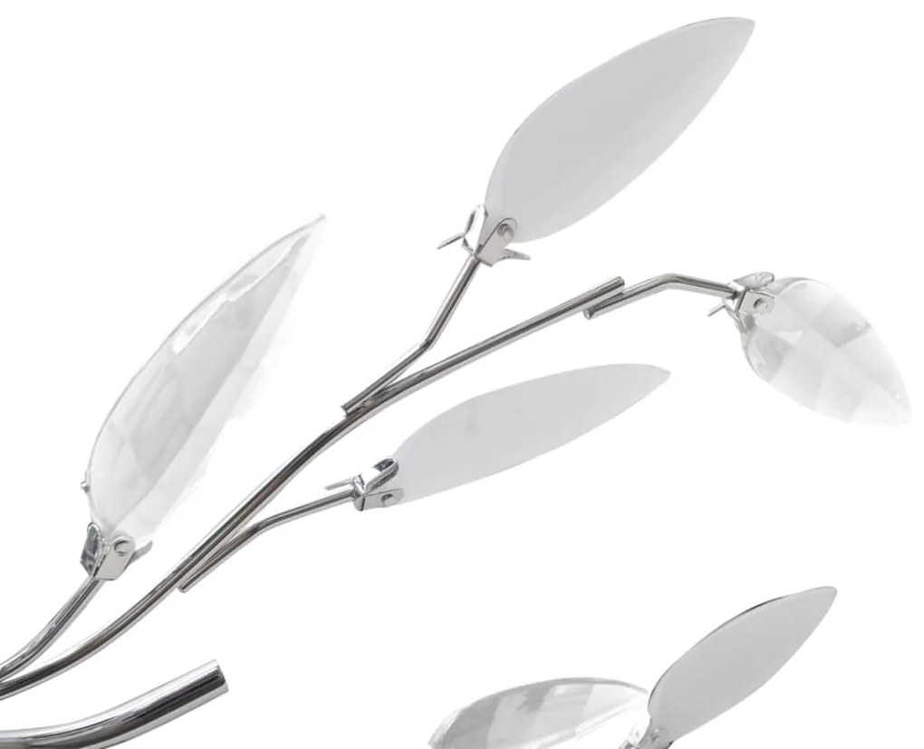 Lâmpada teto com folhas de acrílico e cristal, branca 5 x E14