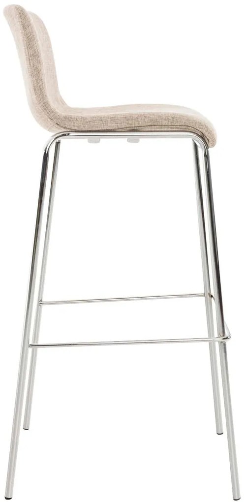 Conjunto de 2 bancos de bar Hoover em tecido e com estrutura cromada 43 x 100 x 48 cm Creme