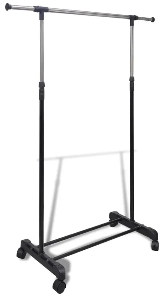 vidaXL Cabide para roupas ajustável 4 rodas 1 varão